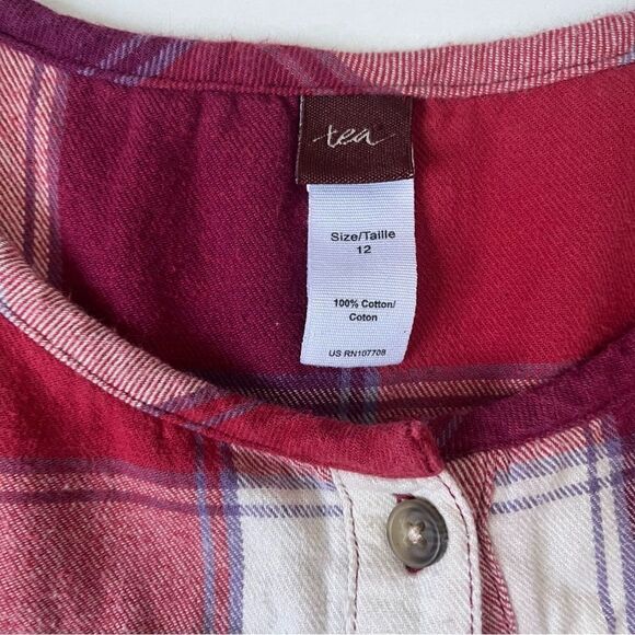 Tea Collection Girl’s Cotton Plaid Flannel Dress 12 - Picture 7 of 8